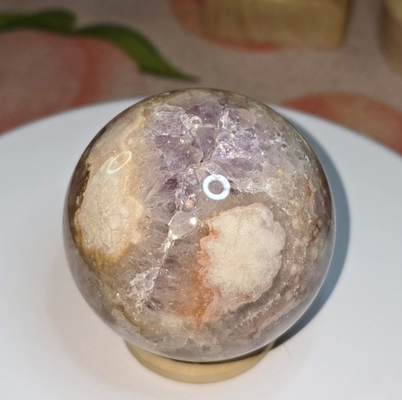 Pink Amethyst Flower Agate Sphere - Picture 5 of 6